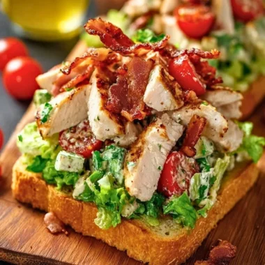 BLT Chicken Salad with bacon, chicken, lettuce, and tomatoes in a bowl