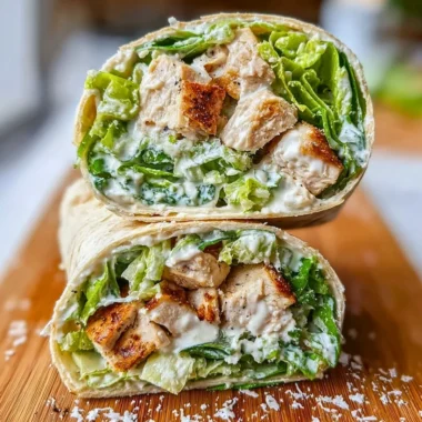 Delicious Chicken Caesar Salad Wraps with crisp romaine and grilled chicken