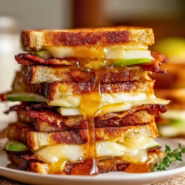 Hot honey apple cheddar beef bacon grilled cheese sandwich