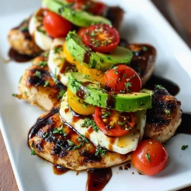 Juicy grilled chicken with California avocado on a plate
