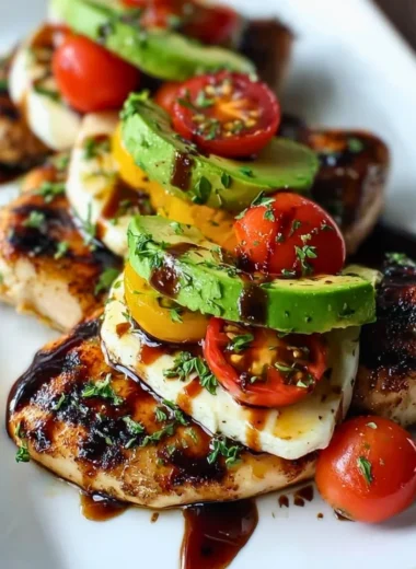 Juicy grilled chicken with California avocado on a plate