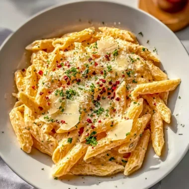Delicious one pot creamy garlic pasta served in a bowl