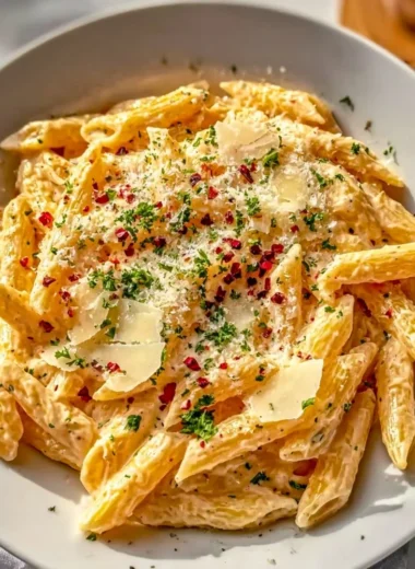 Delicious one pot creamy garlic pasta served in a bowl