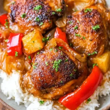 Delicious Slow Cooker Hawaiian Pineapple Chicken with vibrant colors and flavors.