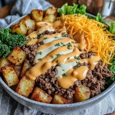 Savory Smash Burger Bowl with juicy patties and fresh toppings