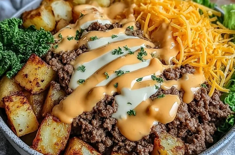 Savory Smash Burger Bowl with juicy patties and fresh toppings