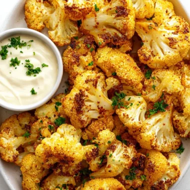 Crispy air fryer cauliflower ready to serve, showcasing golden-brown florets.