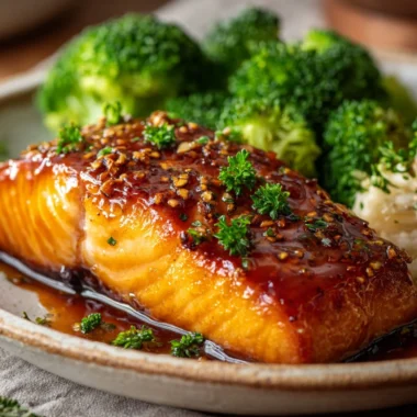 Perfectly baked salmon served with herbs and lemon for a healthy meal