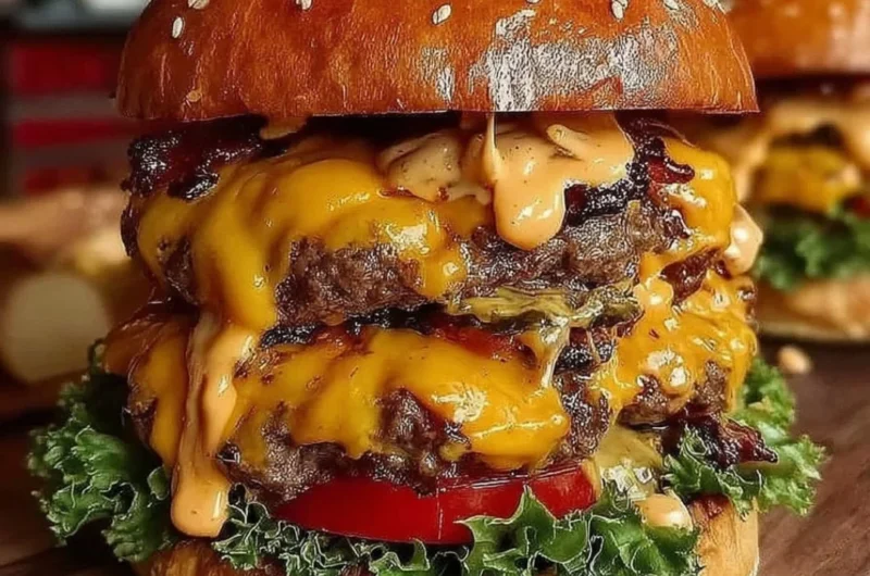 Delicious Crack Burgers stacked with toppings and sauces