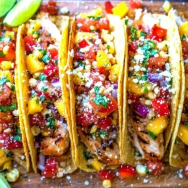 Homemade easy chicken tacos served with fresh ingredients and salsa