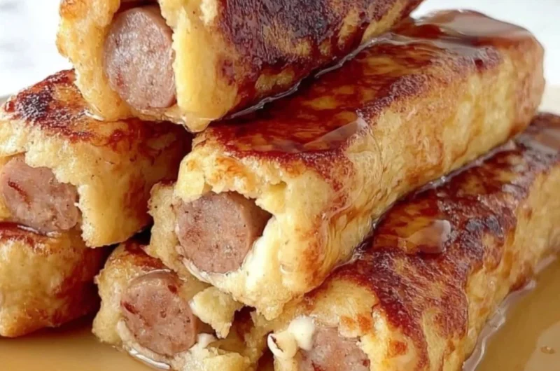 Delicious French Toast Roll-Ups filled with cream and topped with powdered sugar