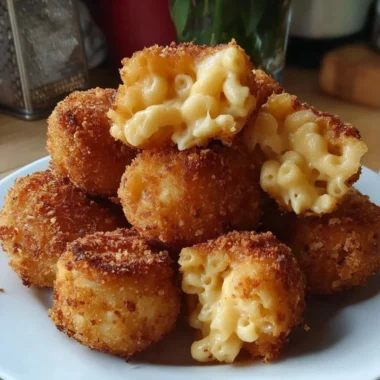 Plate of crispy fried Mac and Cheese Bites ready to serve.