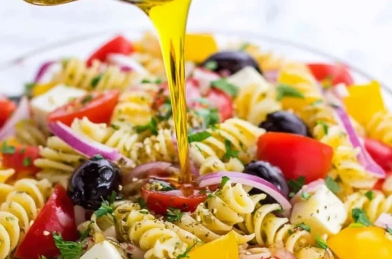 A jar of homemade Italian dressing with fresh herbs and spices.