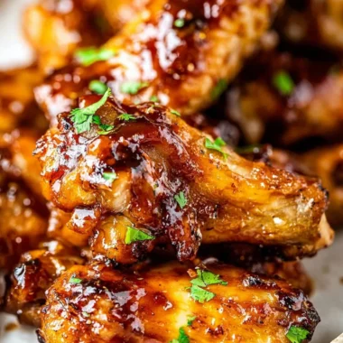 Delicious Honey Garlic Chicken Wings, coated in a sweet and savory glaze.