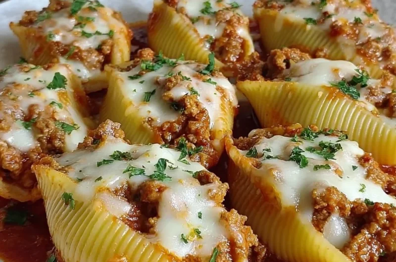 Delicious Loaded Bacon Cheeseburger Pasta topped with cheese and bacon
