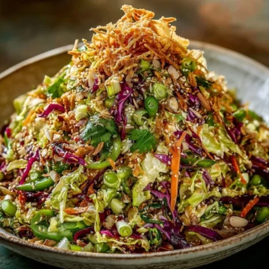 Ultimate Crunchy Asian Salad filled with fresh vegetables and vibrant toppings