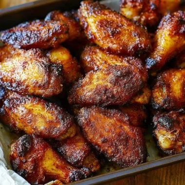 Crispy baked chicken wings served with dipping sauce