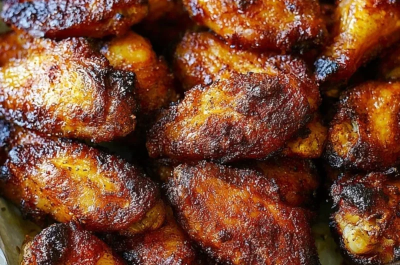 Crispy baked chicken wings served with dipping sauce