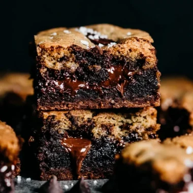Delicious brown butter brookies with a golden crust and chocolate chunks
