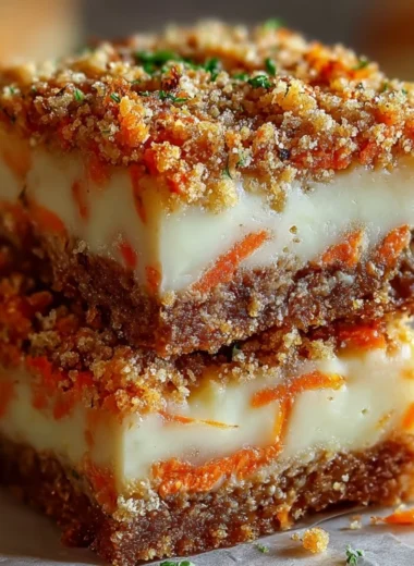 Delicious Carrot Cake Cream Cheese Bars with rich frosting served on a platter