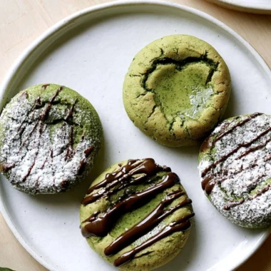 Delicious chewy matcha mochi bites on a white plate