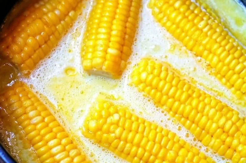 Freshly grilled corn on the cob ready to be served with butter and seasonings.