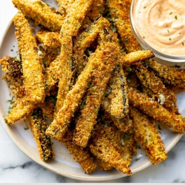 Crispy eggplant fries served with a dipping sauce
