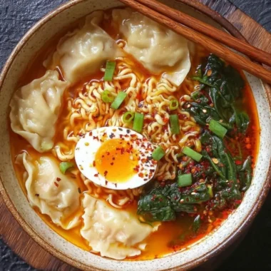 Delicious Dumpling Ramen Bowl with dumplings and broth in a stylish bowl