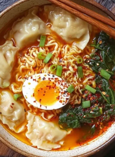 Delicious Dumpling Ramen Bowl with dumplings and broth in a stylish bowl