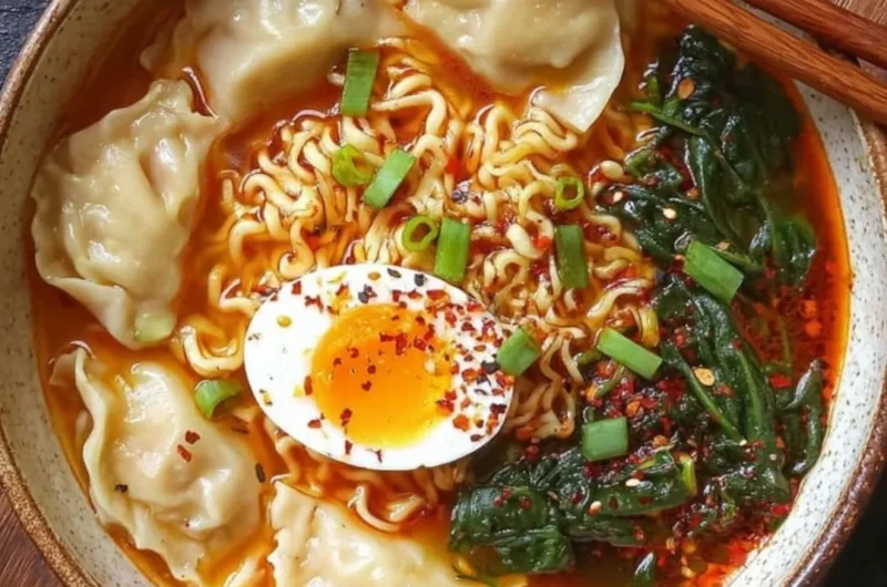 Delicious Dumpling Ramen Bowl with dumplings and broth in a stylish bowl
