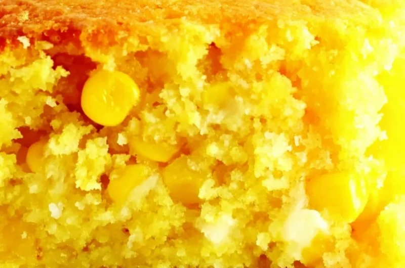 Easter Corn Casserole served in a baking dish, garnished and ready to enjoy.