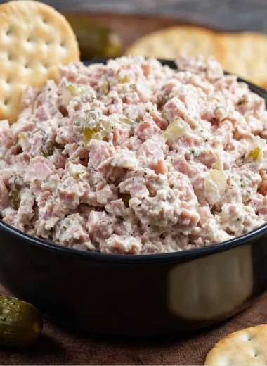 Delicious ham salad served in a bowl, ready to enjoy.