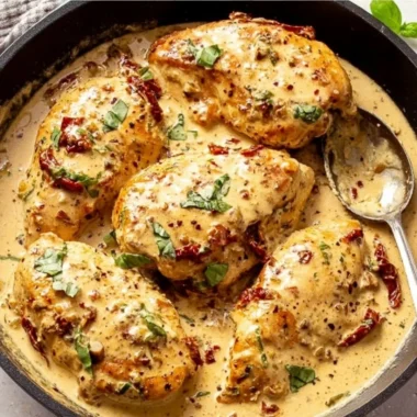 Delicious Marry Me Chicken served with herbs and creamy sauce