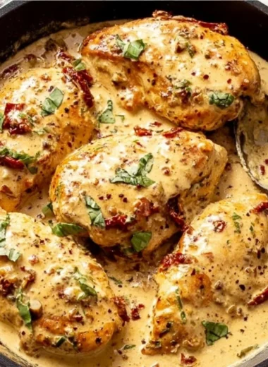Delicious Marry Me Chicken served with herbs and creamy sauce