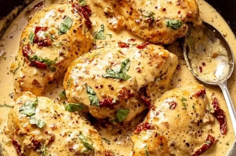 Delicious Marry Me Chicken served with herbs and creamy sauce