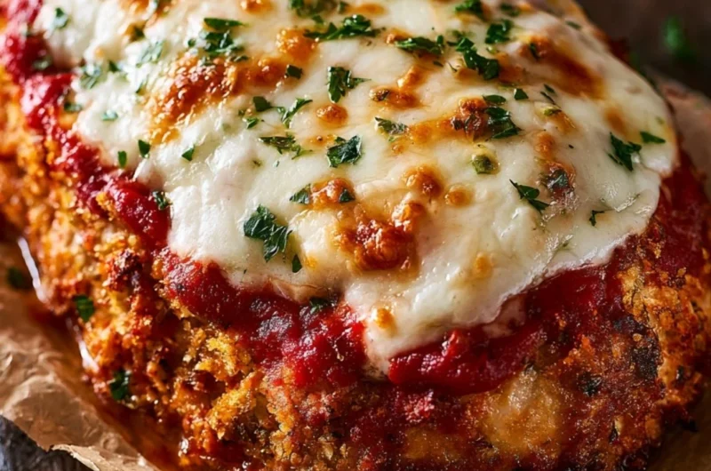 Delicious Parmesan Chicken Meatloaf served with herbs and cheese.