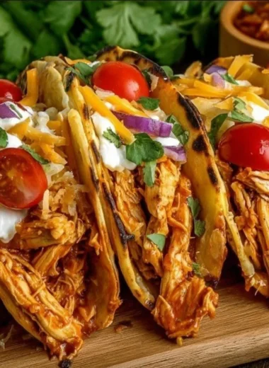 Delicious slow cooker shredded chicken tacos with toppings