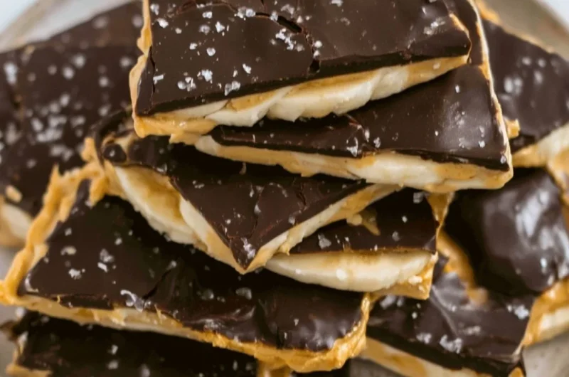 Delicious homemade banana bark snack with toppings on a plate