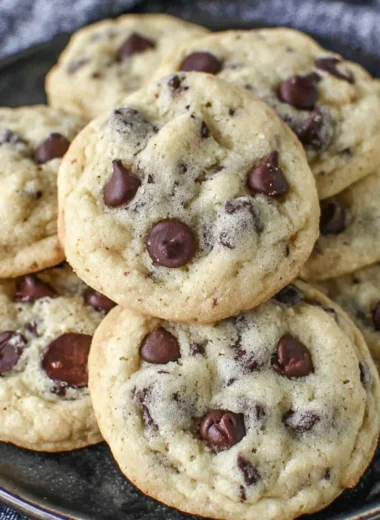 Freshly baked yogurt chocolate chip cookies cooling on a wire rack