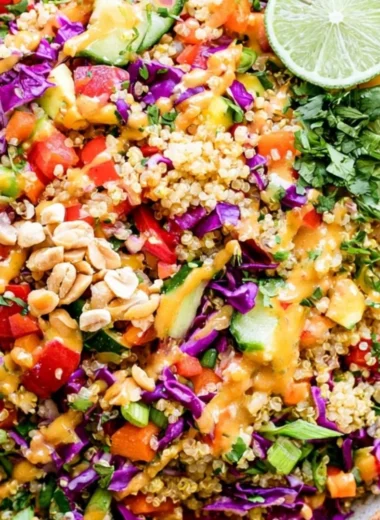 Delicious and vibrant Crunchy Thai Quinoa Salad with fresh vegetables and herbs