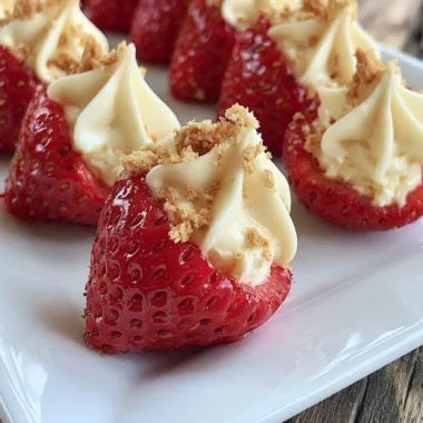 Deviled strawberries filled with cheesecake for a delicious dessert