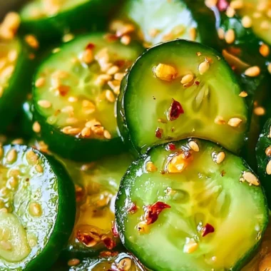 Easy Asian cucumber salad served in a bowl with fresh herbs