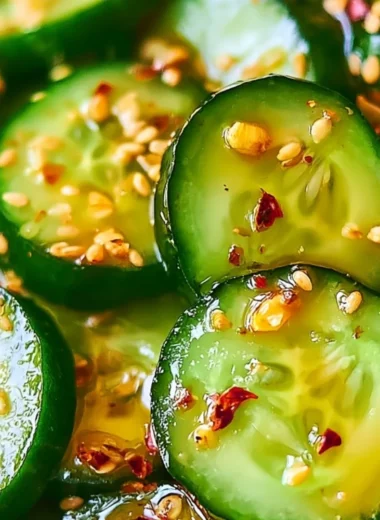 Easy Asian cucumber salad served in a bowl with fresh herbs