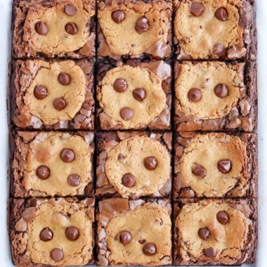 Delicious brookie bars made with brownie mix and cookie dough