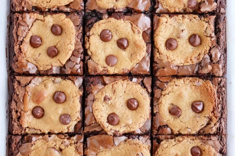 Delicious brookie bars made with brownie mix and cookie dough