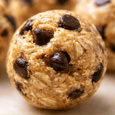 Healthy homemade oatmeal protein balls with nuts and chocolate chips