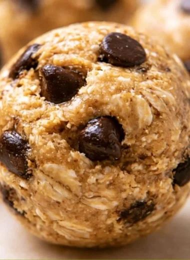 Healthy homemade oatmeal protein balls with nuts and chocolate chips