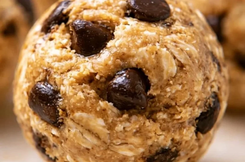Healthy homemade oatmeal protein balls with nuts and chocolate chips
