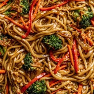 Delicious Veggie Lo Mein with colorful vegetables and noodles