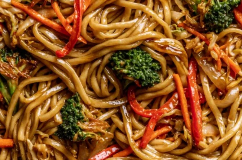 Delicious Veggie Lo Mein with colorful vegetables and noodles